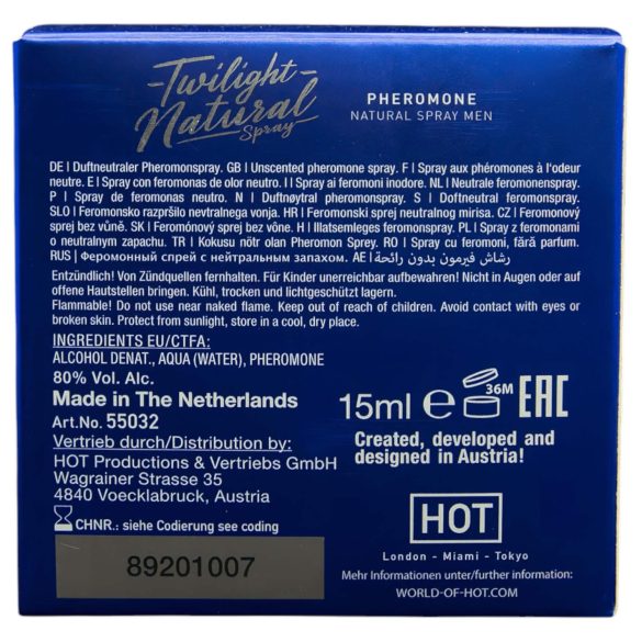 HOT Twilight Natural - perfume masculino com feromônio - sem fragrância - 15ml