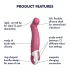 Satisfyer Petting Hippo - vibrador recarregável à prova d’água - silicone rosa