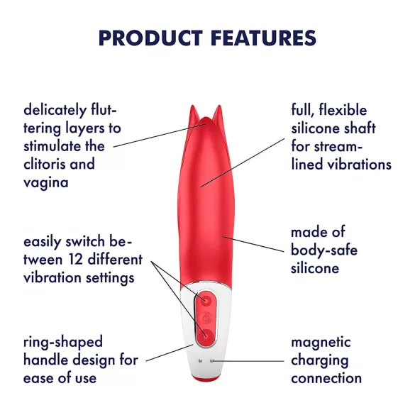 Satisfyer Power Flower - vibrador recarregável à prova d'água - vermelho