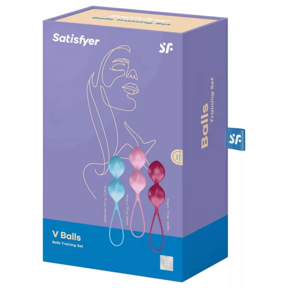 Satisfyer V Balls - bolas de pompoarismo - kit duplo - 3 peças