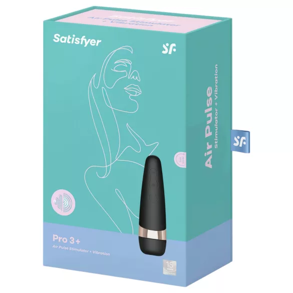 Satisfyer Pro 3+ - vibrador de sucção clitóris recarregável à prova d'água preto