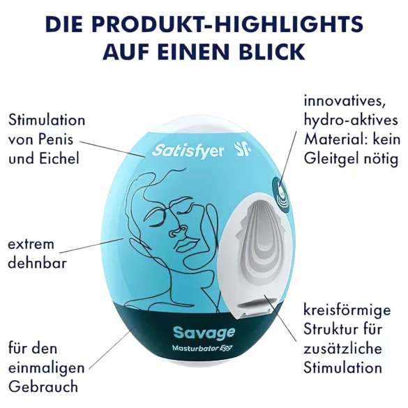 Satisfyer Egg Savage - masturbador masculino tipo ovo - 1 unidade