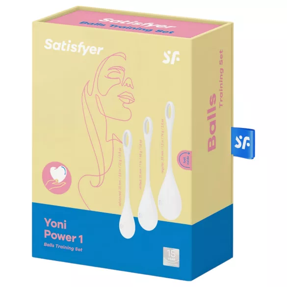 Satisfyer Yoni Power 1 - kit de bolas de pompoarismo - branco 3 peças