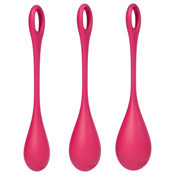 Satisfyer Yoni Power 1 - kit bolas Ben Wa - 3 peças - vermelho
