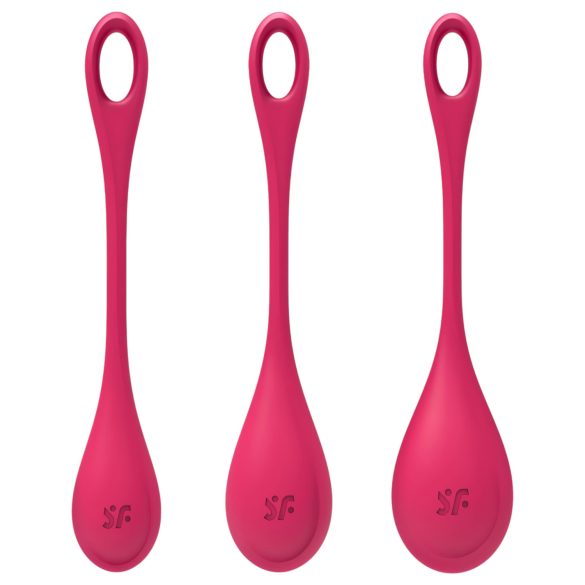 Satisfyer Yoni Power 1 - kit bolas Ben Wa - 3 peças - vermelho
