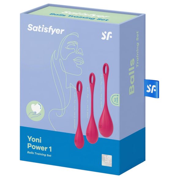 Satisfyer Yoni Power 1 - kit bolas Ben Wa - 3 peças - vermelho