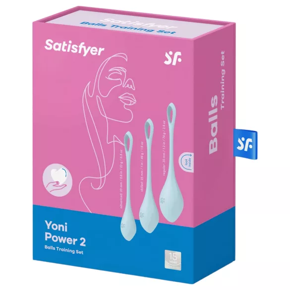 Satisfyer Yoni Power 2 - bolas vaginais - kit 3 peças - azul