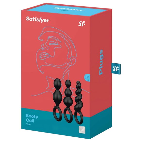 Satisfyer Booty Call - plug anal set - kit com 3 peças - silicone preto