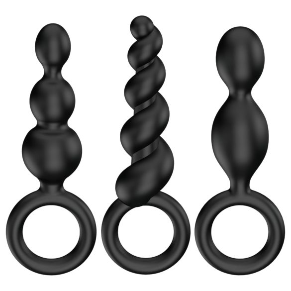 Satisfyer Booty Call - plug anal set - kit com 3 peças - silicone preto