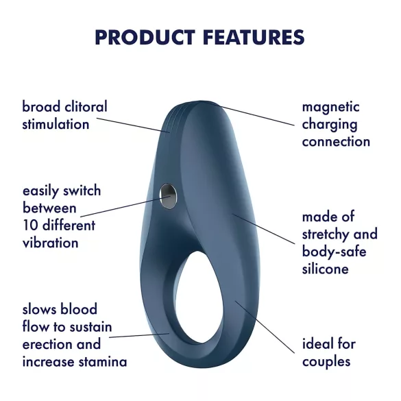 Satisfyer Rocket Ring - anel peniano vibratório à prova d'água - azul