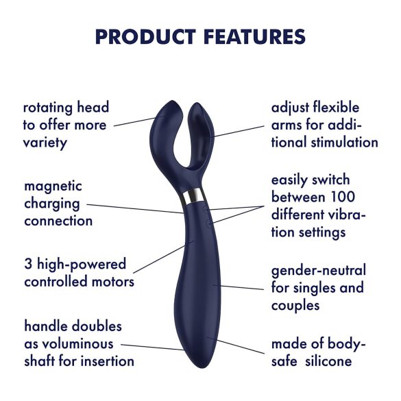 Satisfyer Endless Fun - vibrador casal recarregável à prova d'água azul