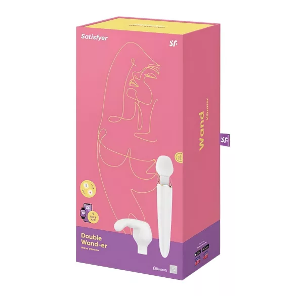 Satisfyer Double Wand-er - Vibrador massageador com controlo por app (branco)