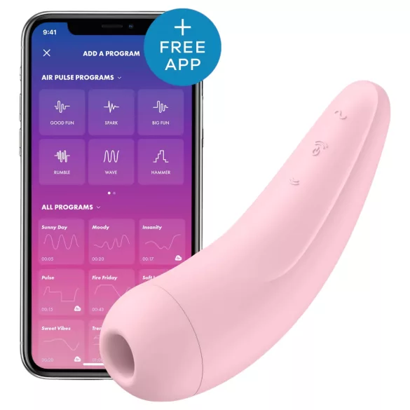 Satisfyer Curvy 2+ - vibrador clitóris sucção app - silicone rosa