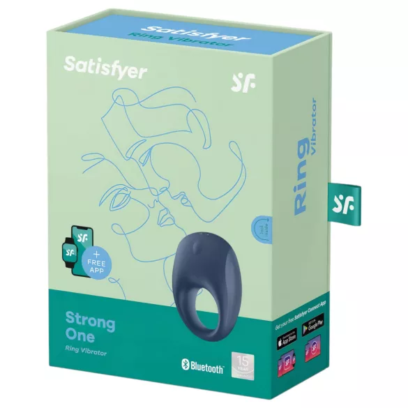 Satisfyer Strong One - anel peniano vibratório inteligente - silicone azul