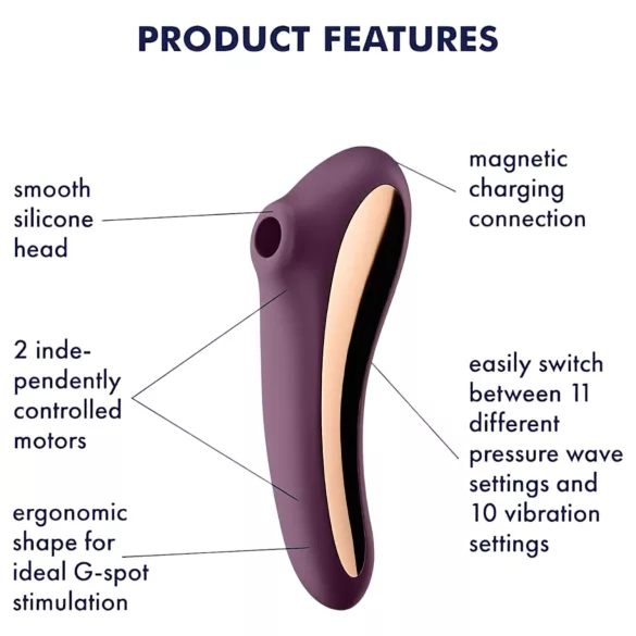 Satisfyer Dual Kiss - 2 em 1, vibrador vaginal e de clitóris (roxo)