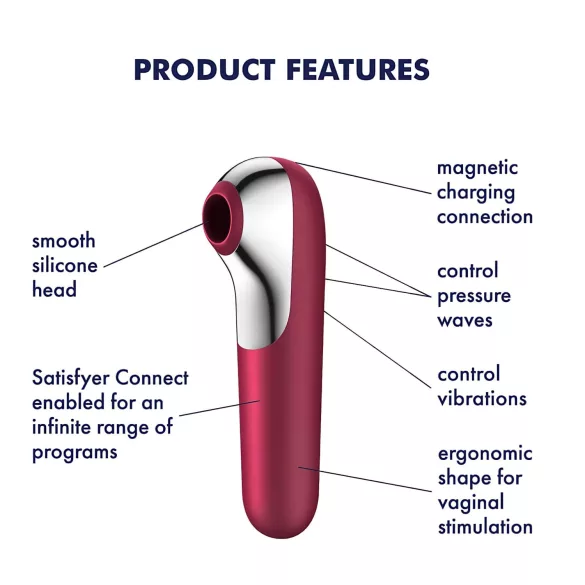 Satisfyer Dual Love - vibrador clitóris e vaginal com app - silicone vermelho