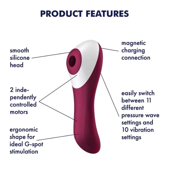 Satisfyer Dual Crush - vibrador ponto G e clitóris recarregável - vermelho