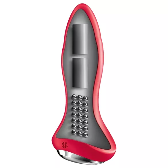 Satisfyer - plug anal vibratório rotativo com esferas - silicone vermelho