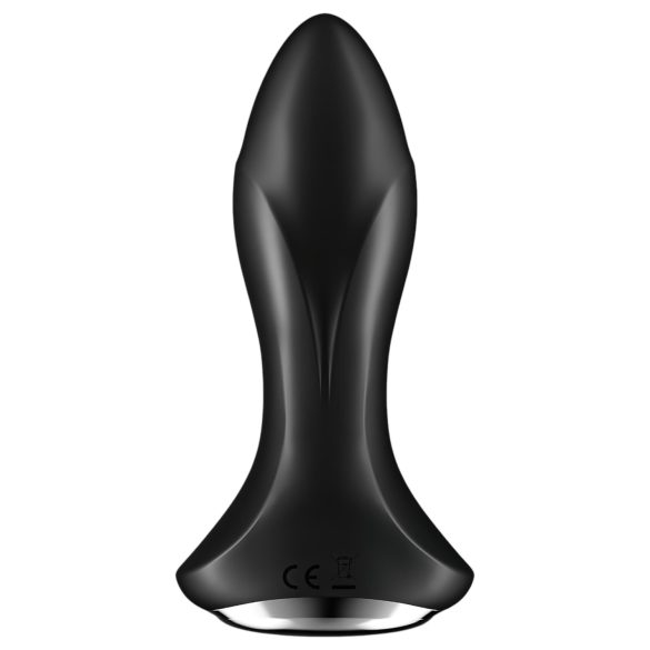 Satisfyer - plug anal vibrador rotativo com textura de pérolas - silicone preto