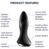 Satisfyer - plug anal vibrador rotativo com textura de pérolas - silicone preto