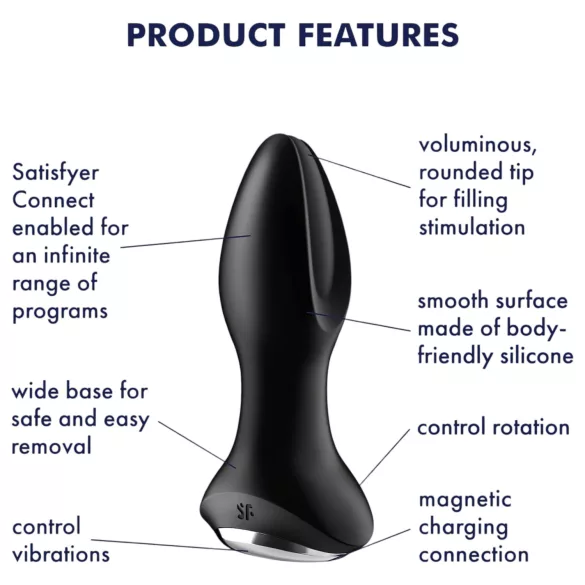 Satisfyer - plug anal vibratório com esferas - silicone preto