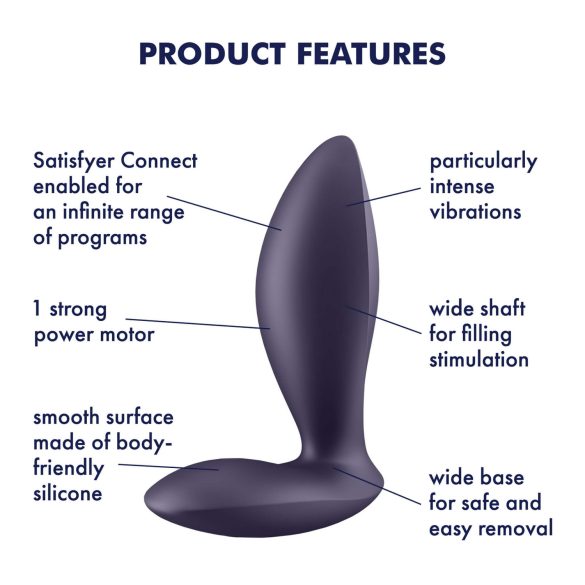 Satisfyer - plug anal vibrador control app - silicone lilás