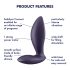 Satisfyer - plug anal vibrador control app - silicone lilás