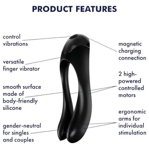 Satisfyer Candy Cane - vibrador duplo recarregável à prova d'água - preto