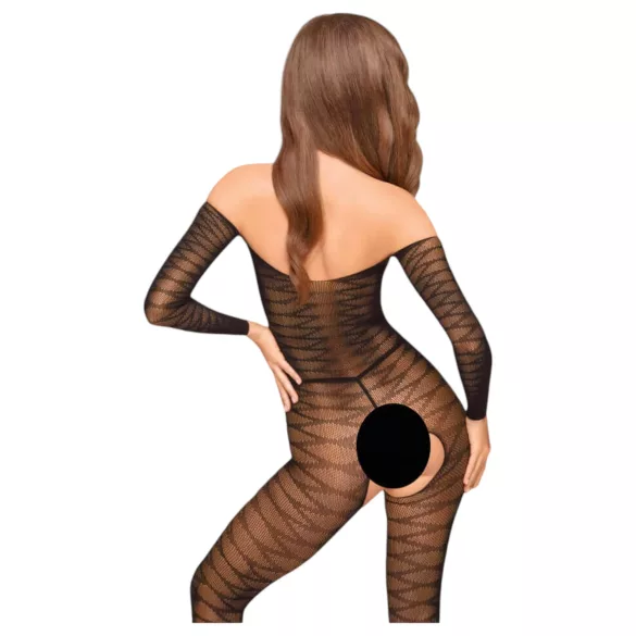 Penthouse Dreamy Diva - macacão sensual rendado ziguezague - preto