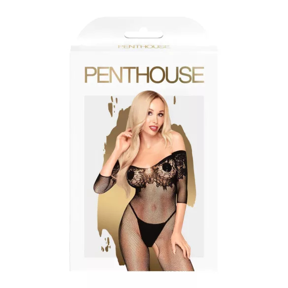 Penthouse High Profil - macacão sensual com flores - renda preta