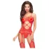 Penthouse Hot Nightfall - conjunto lingerie arrastão aberto ondulado - vermelho