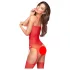 Penthouse Hot Nightfall - conjunto lingerie arrastão aberto ondulado - vermelho - XL