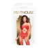 Penthouse Hot Nightfall - conjunto lingerie arrastão aberto ondulado - vermelho - XL