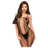Penthouse Drop-Dead - macacão aberto sexy listrado em rede - preto - XL