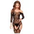 Penthouse Top-Notch - conjunto lingerie arrastão aberto - preto - XL