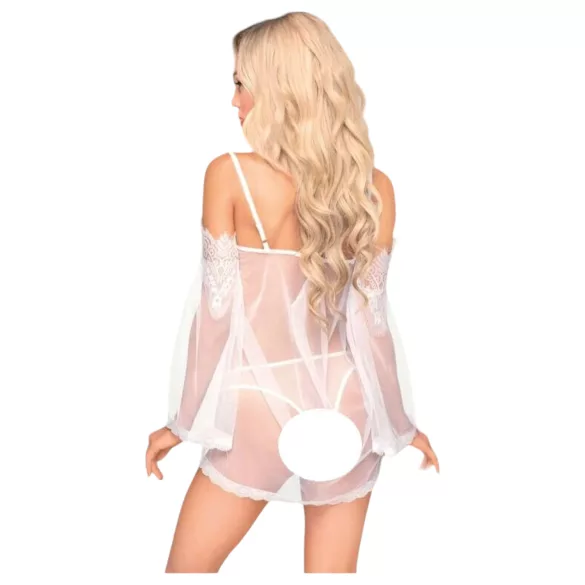 Penthouse - lingerie sexy com renda - off shoulder - branco