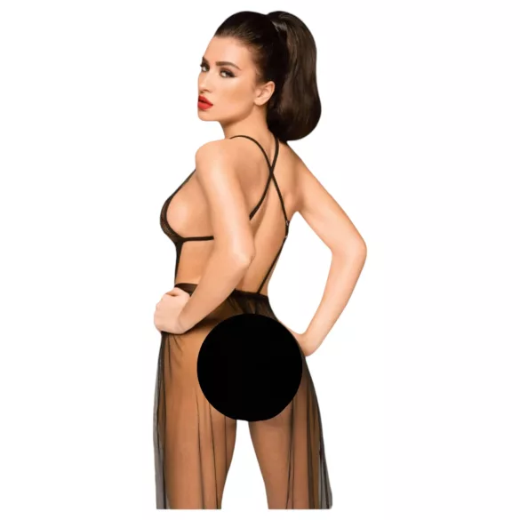Penthouse Best Forplay - body de renda com véu de tule - preto - M/L