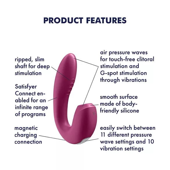 Satisfyer Sunray - vibrador 2em1 com ondas de ar, recarregável (vermelho)