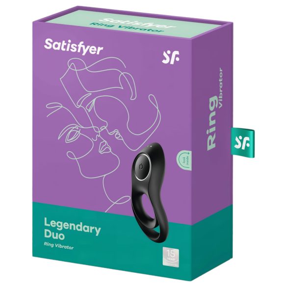 Satisfyer Legendary Duo - anel peniano vibratório recarregável - silicone preto