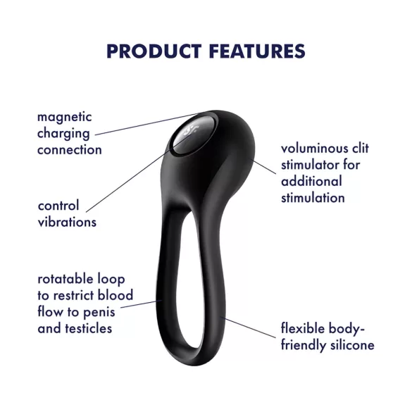 Satisfyer Majestic Duo - anel peniano recarregável e à prova d'água (preto)