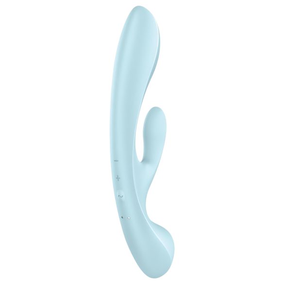 Satisfyer Triple Oh - vibrador recarregável com estimulador de clitóris - azul