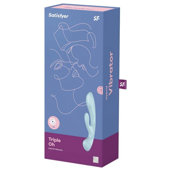 Satisfyer Triple Oh - vibrador recarregável com estimulador de clitóris - azul