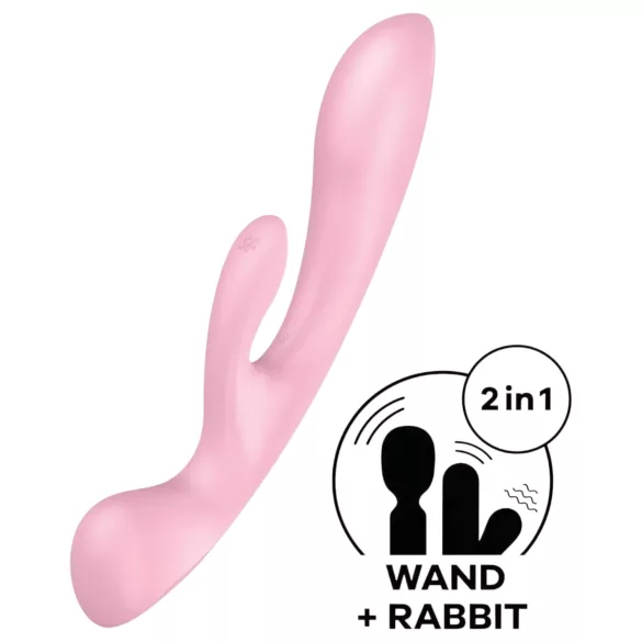 Satisfyer Triple Oh - vibrador recarregável com estimulador de clitóris - rosa
