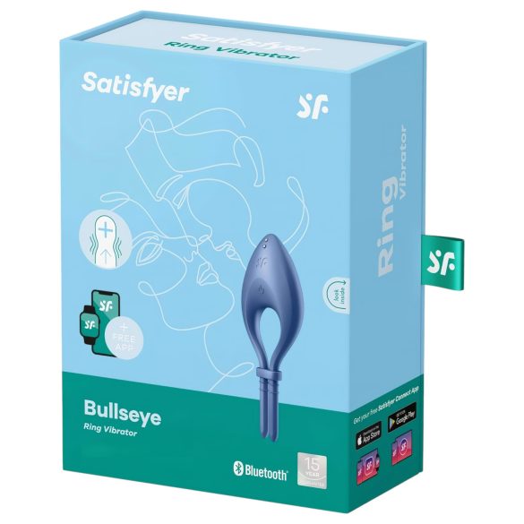 Satisfyer Bullseye - anel peniano vibratório com app - silicone azul