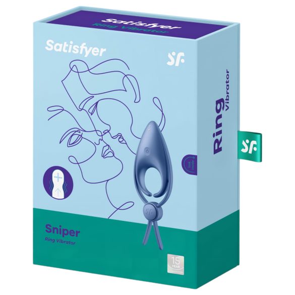 Satisfyer Sniper - anel peniano vibratório recarregável - silicone azul
