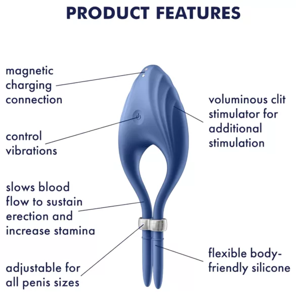 Satisfyer Duelist - anel peniano vibratório recarregável (azul)
