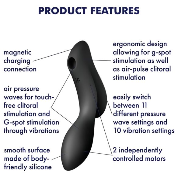 Satisfyer Curvy Trinity 2 - vibrador clitoriano sucção 2 em 1 - preto