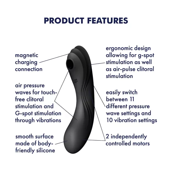 Satisfyer Curvy Trinity 4 - vibrador clitoriano sucção 2 em 1 - preto