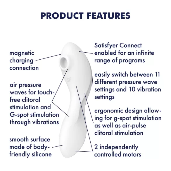 Satisfyer Curvy Trinity 5+ - Vibrador 2 em 1 com controlo por app (branco)
