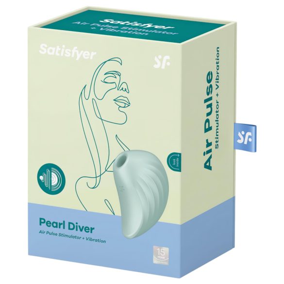 Satisfyer Pearl Diver - vibrador clitóris sucção - silicone menta